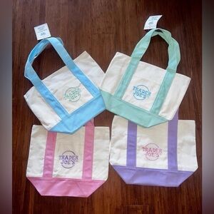 Trader Joe’s Mini Canvas Totes Pastel BNWT